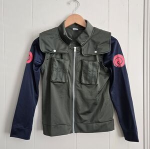 Naruto Shippuden Kakashi Kids Cosplay Halloween Costume Full Zip Jacket